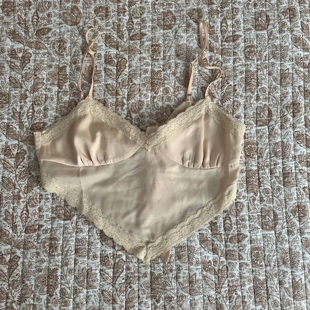Elegant Cream Lace Trim Camisole
